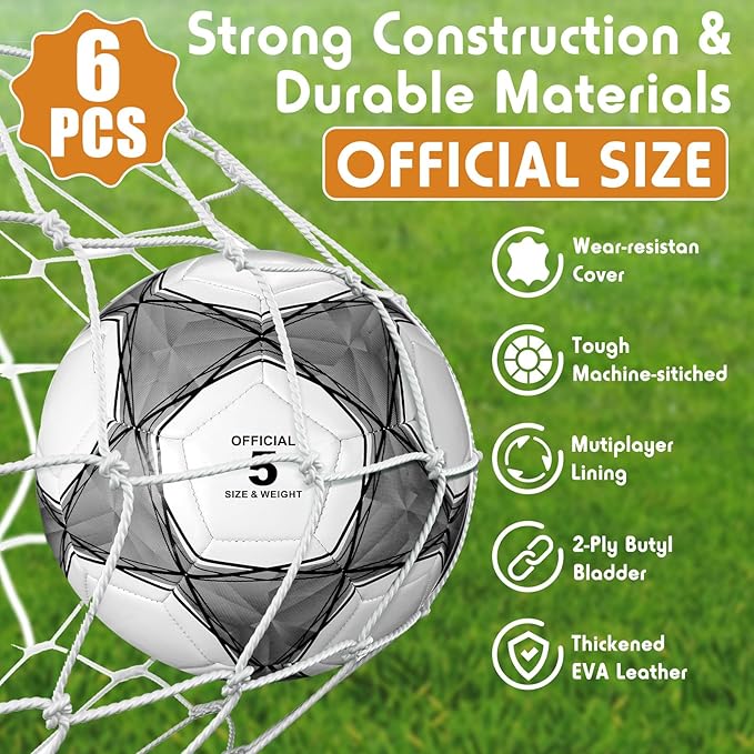 6 Pcs Operation Christmas Soccer Ball Bulk with Pump Needles, Official Deflated Soccer Ball Gift for Youth Adult Game Training Practice Christian Charity Donation Supplies