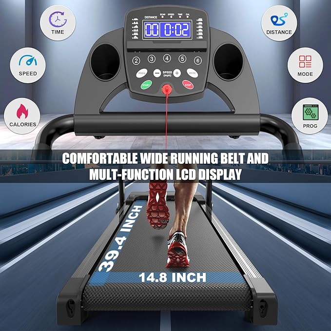 FYC Foldable Treadmills for Home, Portable Treadmill with Handles, 2.5HP Treadmills 300 lb Capacity, APP Control, Fitness Folding Walking Pad with LED Display