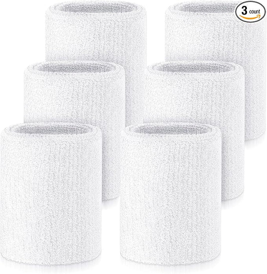 Wettarn 6 Pcs 4 Inch Wrist Sweatbands Tennis & Gymnastics Wristbands for Grips & Sport Cotton Elastic Thick Wrist Bands for Tennis & Football