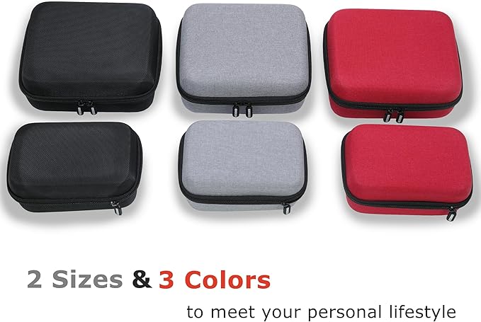 Ginsco Compact Hard Shell Case for Blood Pressure Monitor, Compatible with Omron Bronze/iHealth/Oklar, Portable Carrying Travel Case with Handle, Mesh Pocket for Cuff/Batteries/Charger (Black, M)