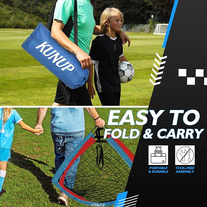 2 of 5×3 6x4 9x5 FT Portable Kids Soccer Goals Set, Foldable Soccer Practice Nets for Backyard with Carrying Bag for Toddler Youth Pop Up Soccer Training Equipment Indoor Outdoor Sports Game Gift