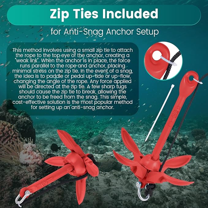 Kayak Anchor Kit, 1.5/3.5 lb Compact Folding Grapnel Anchor for Kayaks, Canoes, SUPs, Jet Skis, Small Boats - Lightweight Portable Marine Boat Anchor with Rust-Resistant Design
