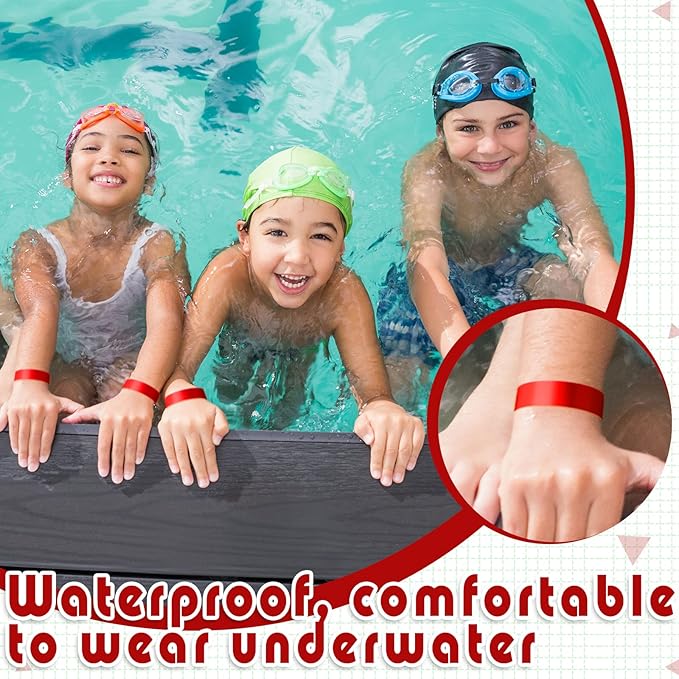 Tudomro 2400 Pack Neon Paper Wristbands Bulk - Waterproof, Lightweight, Adhesive - Concert, Events, Party for Hand Wrist Arm Identification(Red)
