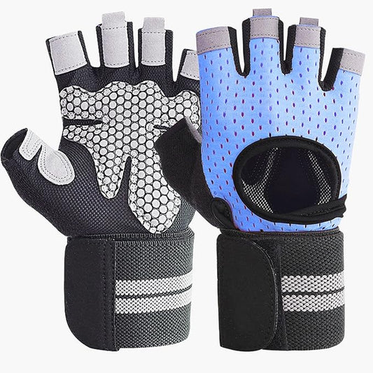 Weightlifting Gym Gloves for Men Women, Breathable Workout Gloves, Anti-Slip Exercise Gloves, Adjustable Wrist Support, Full Palm Protection, Lightweight