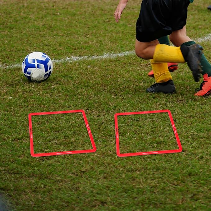 POPETPOP Square Agility Rings, 6pcs Speed Rings, Youth Agility Footwork Training Speed Hurdles Ladder Fitness Equipment Sport Workout Home Gym