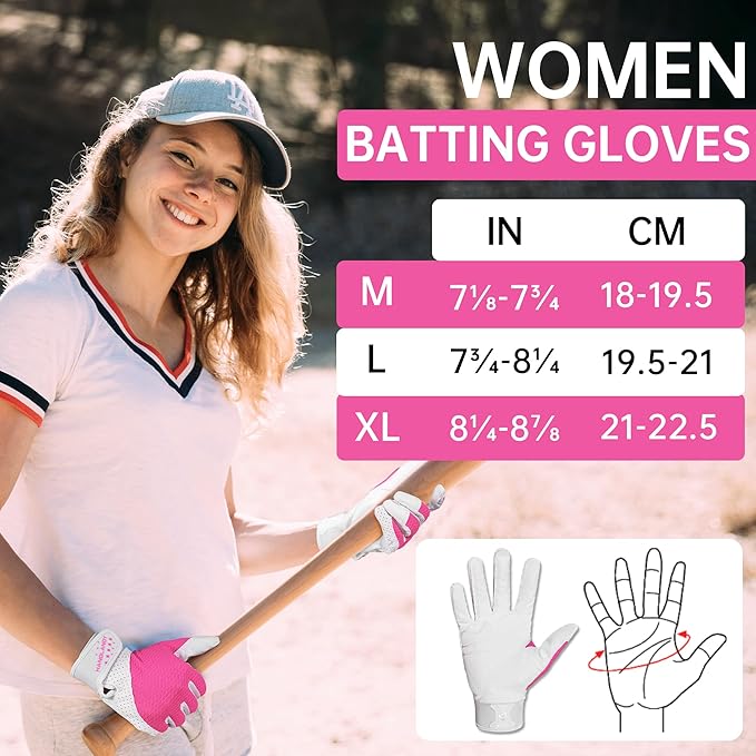HANDLANDY Baseball Batting Gloves for Adult Youth, Grip Breathable Softball Batting Gloves Fit Men Kids Boys Girls