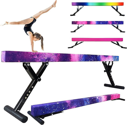Adjustable Balance Beam Gymnastics Beam 8 FT Adjustable Height Beams for Kids, High and Low Floor Beams,Gymnastics Equipment for Kids Adults Training at Home and Gym Center