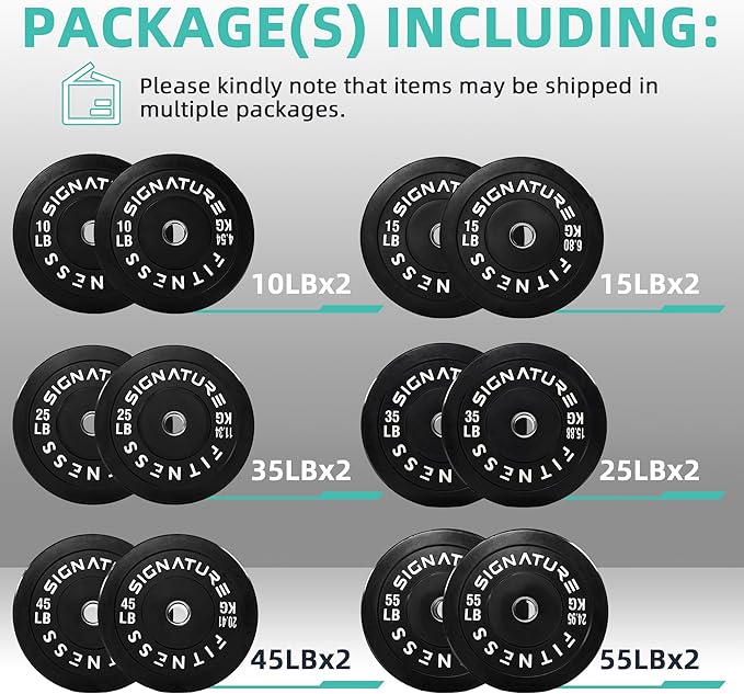 Olympic Bumper Plates Set, 2" Weight Plates for Strength Training & Weightlifting, Paris or Set or Set with Barbell, Multiple Options