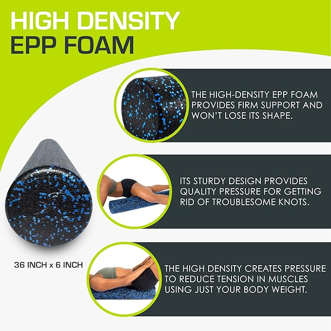 ProsourceFit High Density Foam Rollers 36 - inches Long,Firm Full Body Athletic Massage Tool for Back Stretching, Yoga, Pilates, Post Workout Muscle Recuperation