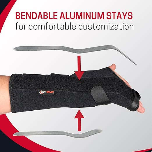 Boxer Fracture Splint Hand Brace with Finger Support – Wrist Brace Left Hand with Adjustable Fit, Hypoallergenic Material & Soft Edges – Designed for Metacarpal Fracture, Sprain, or Swelling