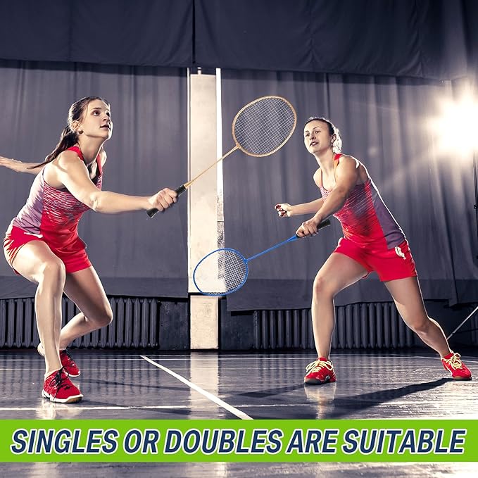 Woanger 8 Packs Badminton Rackets Set with 12 Badminton Racquets for Adult Backyard Gym Beach Outdoor Games