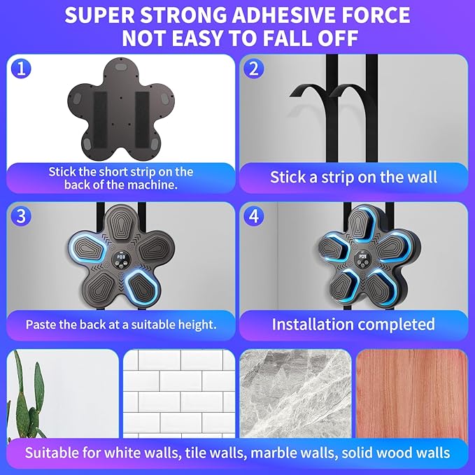 Music Boxing Machine, Bluetooth Smart Boxing Machine Adult and Children's Wall Target Punching Training, Reflex Punch Boxing Machine Boxing Training Equipment for Home, Office and Gym