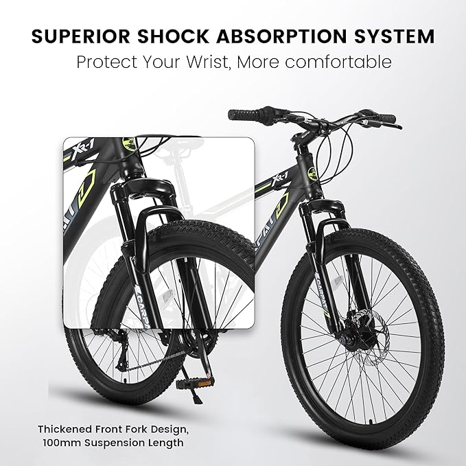 24/26/27.5 Inch Wheels Mountain Bike Shimano 21 Speeds with Mechanical Disc Brakes Aluminum/High-Carbon Steel Frame Suspension MTB Bikes Mountain Bicycle for Adult & Teenagers