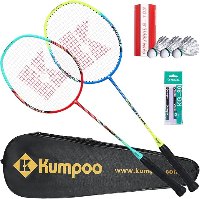 Badminton Racket Carbon Fiber, Badminton Racquet Set with Cover, Badminton Professional Racket Durable for Beginners Outdoor Games Gym