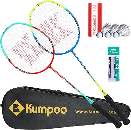 Badminton Racket Carbon Fiber, Badminton Racquet Set with Cover, Badminton Professional Racket Durable for Beginners Outdoor Games Gym
