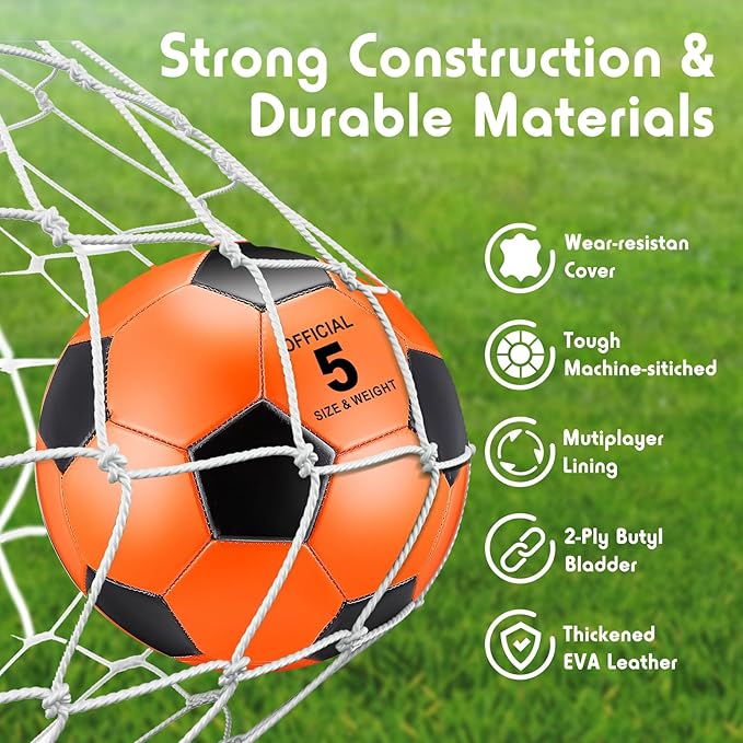 Deekin 12 Pcs Soccer Balls Bulk with Pump Deflated Sizes 3, 4, 5, Official Size Sport Soccer Ball Training Ball for Kids Youth Adult Game Match School Training Accessories Party Gift