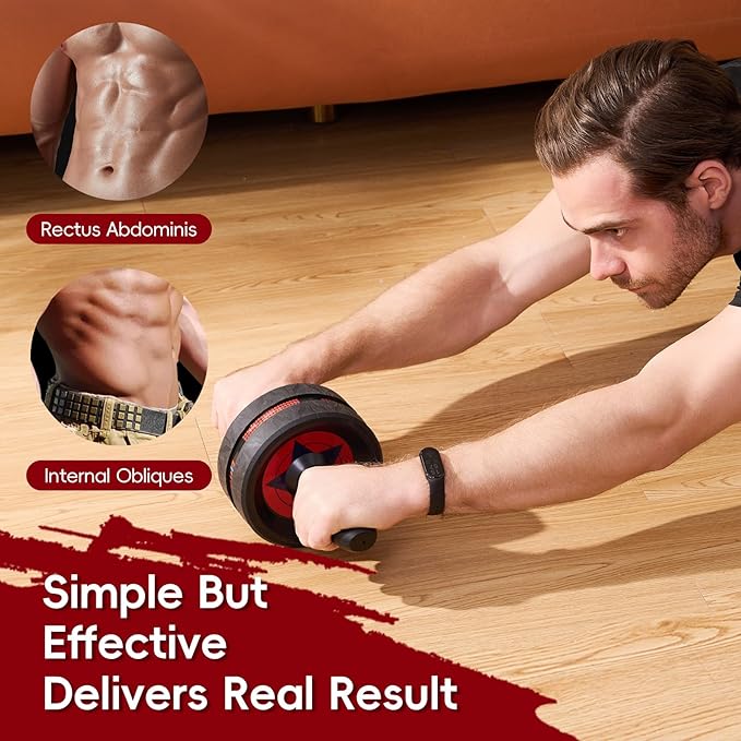 Ab Roller Wheel for Abs Workout - Abdominal Exercise Equipment with 2 Knee Pads for Home Gym, Core Strength Training, Fitness Equipment for Men & Women