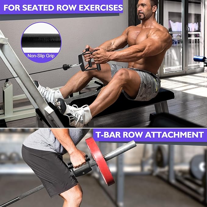 Cable Machine Attachments Set: LAT Pulldown Attachments Bar for Home Gym Accessories Tricep Rope Double D Handles