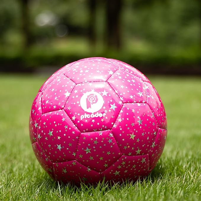 Kids Soccer Ball Size 3 4, Glitter Pink Purple Shiny Toddler Balls for Ages 4-6-8 8-12 Girls Boys Soft Training Ball