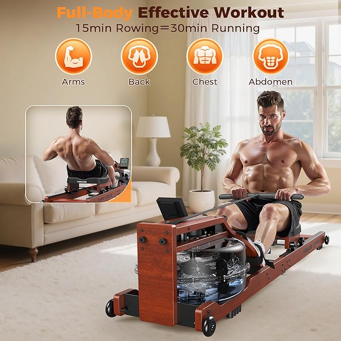 YOSUDA Water Rowing Machines for Home Use- Foldable Rower Machine 400LBS Weight Capacity with Dedicated Monitor & Bluetooth APP, Comfortable Seat