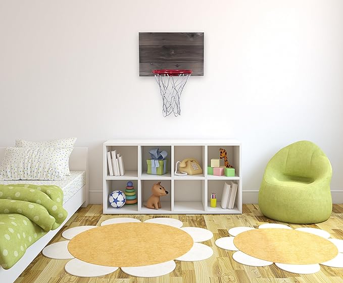 All-Star Mini Indoor Basketball Hoop & Ball Set in Solid red Cedar Made in USA. Unique Over The Door or Wall Option 3 Mini Basketballs for Indoor Fun.