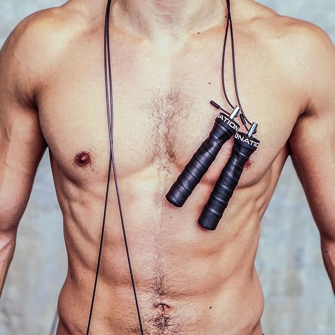 WOD Nation Attack Speed Jump Rope : Adjustable Jumping Ropes : Unique Two Cable Skipping Workout System : One Thick and One Light 11 Foot Cable : Perfect for Double Unders : Men and Women