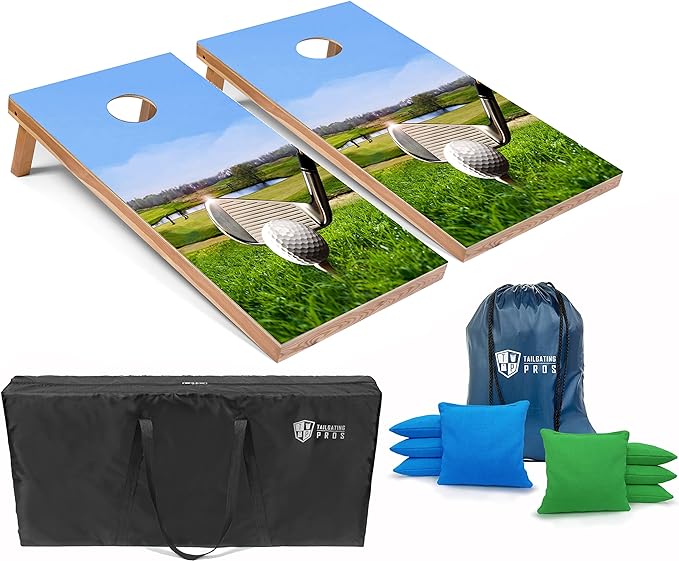 Tailgating Pros Cornhole Board Set w/Bean Bags and Carrying Case - 4'x2' Corn Hole Toss - Tournament and Lightweight Options - Optional LED Lights