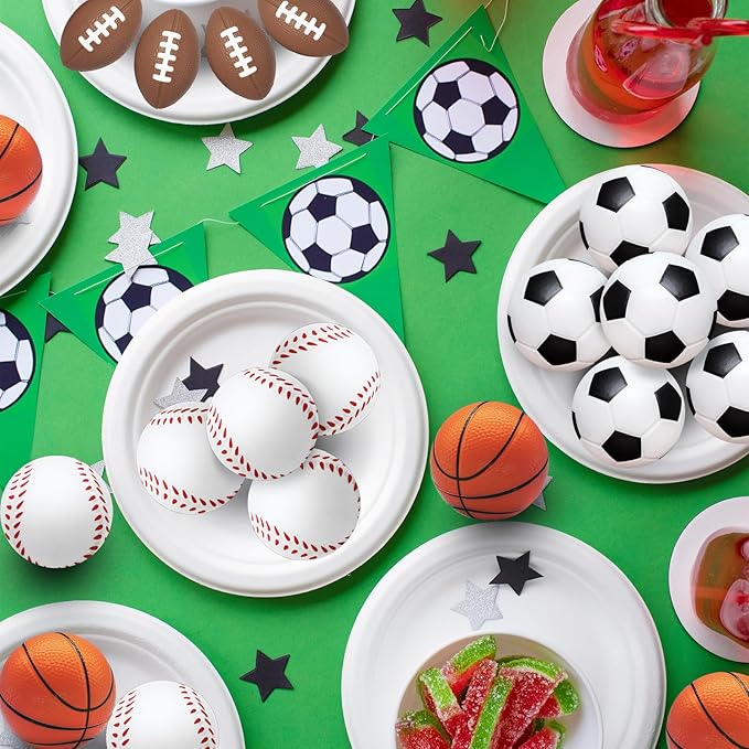 60 Pieces Sports Stress Balls for Kids Mini Footballs Ball, Soccer, Basketball, Baseball Foam Squeeze Stress Balls for Anxiety Relief Relaxation, Sport Party Favor Class Prize Birthday Pet Toys