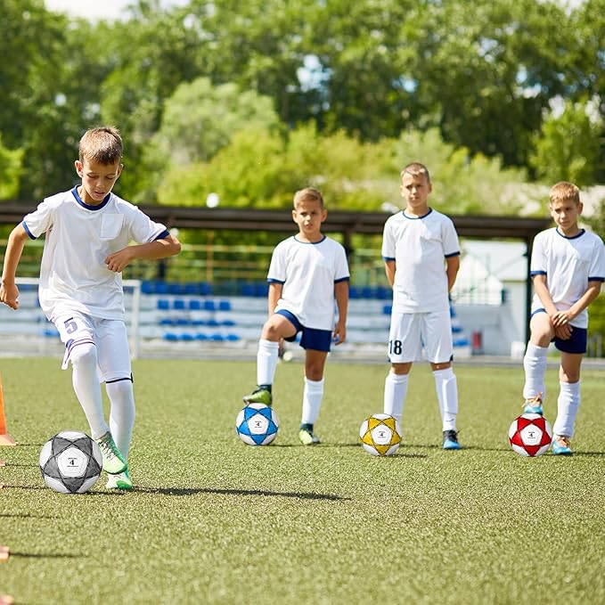 Deekin 12 Pcs Soccer Balls Bulk with Pump Deflated Sizes 3, 4, 5, Official Size Sport Soccer Ball Training Ball for Kids Youth Adult Game Match School Training Accessories Party Gift