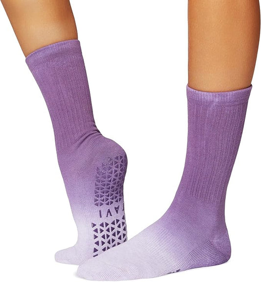 TAVI Kai Fashion Crew Grip Socks - For Slipper Barre, Pilates, and Yoga - with Grips for Women and Men
