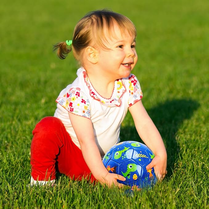 U&C Planet Soccer Ball Size 2/3/4/5 for Toddler and Kids, 1 Pack 2 Pack Classic Cartoon Ball with Pump for Girls and Boys Age 1 and up, Indoor Outdoor Soccer Game Gift