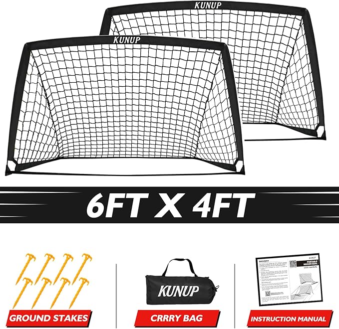 2 of 5×3 6x4 9x5 FT Portable Kids Soccer Goals Set, Foldable Soccer Practice Nets for Backyard with Carrying Bag for Toddler Youth Pop Up Soccer Training Equipment Indoor Outdoor Sports Game Gift