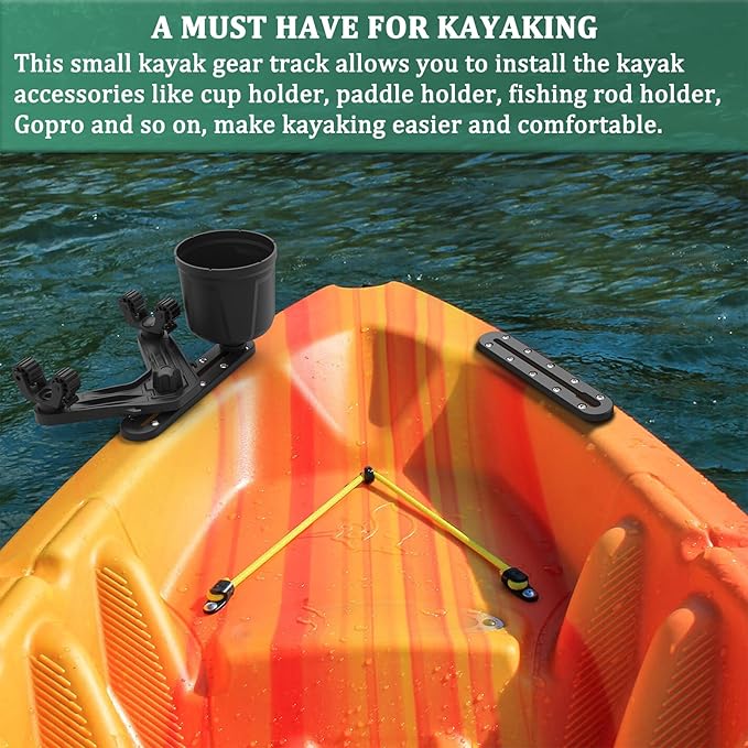 Kayak Track, Kayak Low Profile Track, Kayak Rail, Kayak Accessories Mount Track, Kayak Gear Track for Fishing Rod Holder, Fish Fider, Cup Holder, Anchor Cleats