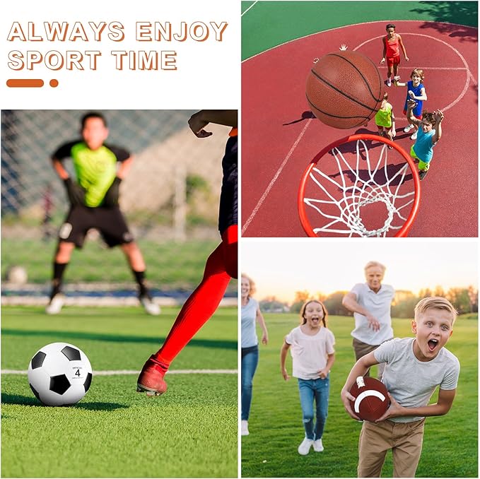 Lenwen 6 Pcs Sport Balls Set for Kids Teens, Include Official Size Basketball Football Soccer Ball with Sport Equipment Bags and Pumps for Training Practice Back to School