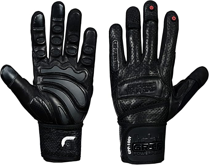 Elite Leather Gym Gloves with Built in 2" Wide Wrist Wraps Grip & Design for Weightlifting Power Lifting Bodybuilding & Strength Training Workout Exercises, Size : Large