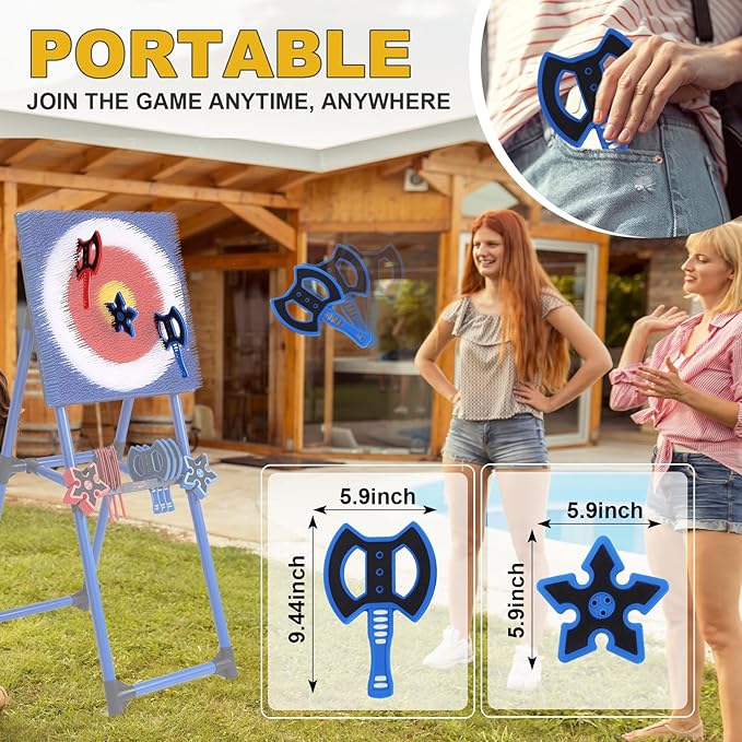 Throwing Axe for Axe Throwing Game for Backyard, Throwing Axe Set with Throwing Star for Outdoor Games, Durable and Fun for All Ages