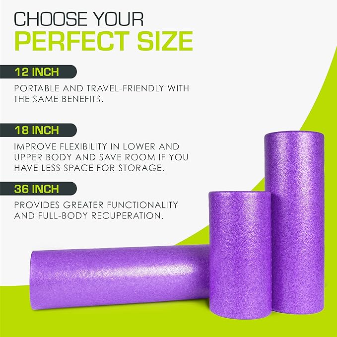 ProsourceFit High Density Foam Rollers 36 - inches Long,Firm Full Body Athletic Massage Tool for Back Stretching, Yoga, Pilates, Post Workout Muscle Recuperation