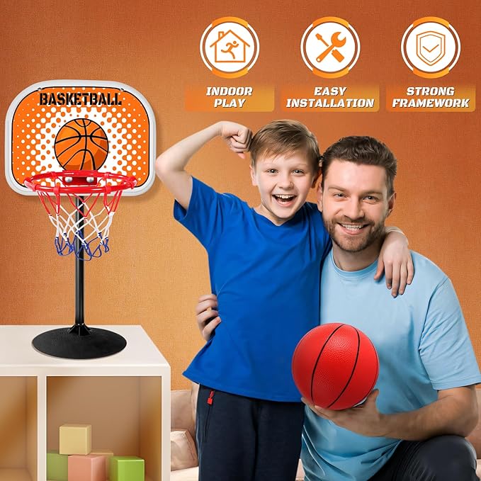 2 in 1 Mini Tabletop Basketball Hoop Indoor Desktop Basketball Hoop Set with Clips and Suction Cup with Two Balls, Portable Mini Hoops for Desk Table Office Bedroom Basketball Toys for Kids and Adult