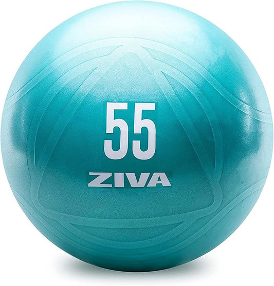 Ziva Anti Burst Core Fitness Exercise Ball - Professional Grade Slip Resistant Yoga Ball for Stability Balance - Includes Hand-Pump - Multiple Sizes Colors, 55-75cm