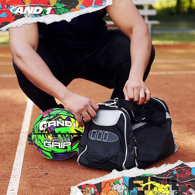 AND1 Supreme Grip Rubber Basketball: Official Regulation Size 7 (29.5 inches) - Deep Channel Construction Streetball, Made for Indoor Outdoor Basketball Games