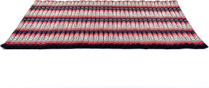 Leewadee - Foldable Floor Mattress - Japanese Roll Up Futon -Trifold Tatami Mat- Guest Floor Bed - Camping Mattress - Thai Massage Mat, Kapok Filled, 75 x 57 inches, Black Red