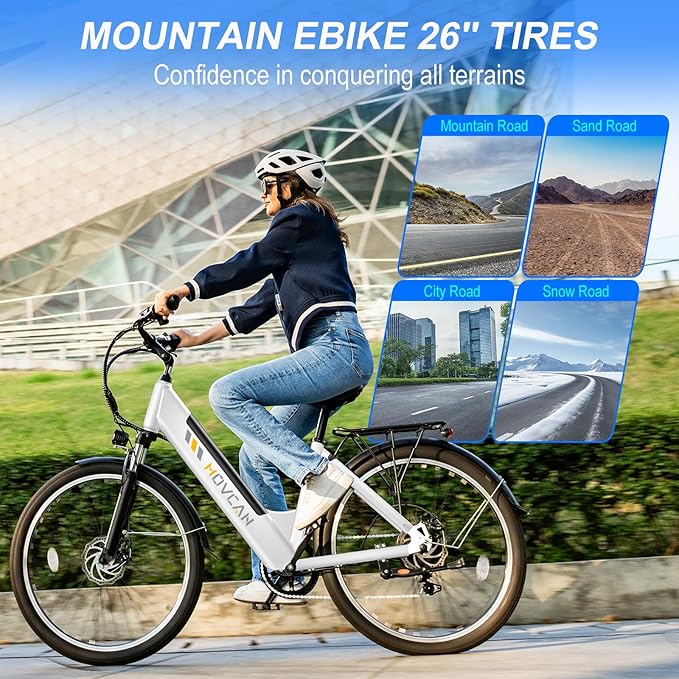 V80 Electric Bike, 1000W Motor 28MPH Ebike, 48V 13Ah Removeable Battery, 26'' City Cruiser Adult Electric Bicycles up to 70 Miles
