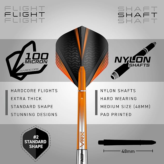 RED DRAGON Amberjack Series Darts Set with Flights and Shafts (Stems)