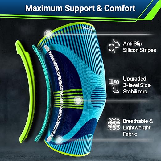 DR. BRACE ELITE Knee Brace with Size Stabilizer (2 Pack) Knee Brace for Women & Men, Workout, Sports, Daily Knee Compression Sleeve for Maximum Knee Pain Support & Fast Recovery (Zeus, Medium)