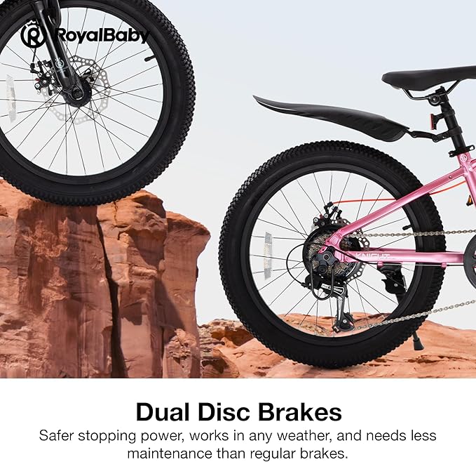 RoyalBaby Kids Mountain Bike for Boys and Girls, Ultra-Light Aluminum 20-24 Inch Wheel Bicycle for 6-14 Years Old Children, 7/21-Speeds Drivetrain