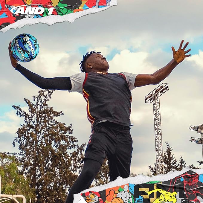 AND1 Xcelerate Rubber Basketball: Official Regulation Size 7 (29.5”) Streetball, Made for Indoor/Outdoor Games