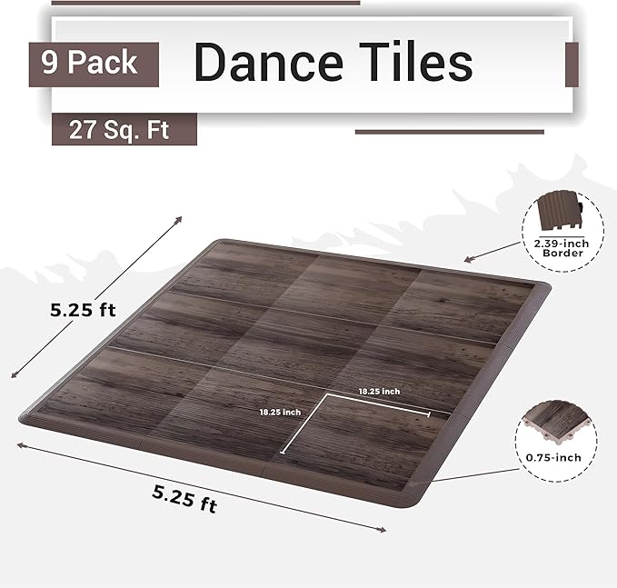 Dance Floor Tiles, Interlocking Dance Floor Tiles for Ballet, Tap, Jazz, and Irish Dance | Portable Dance Floor Tiles for Indoor Dance Flooring