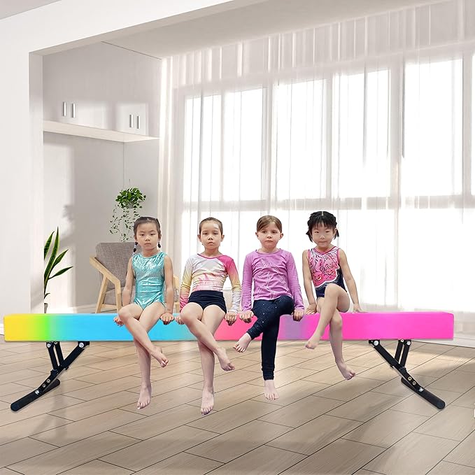 Adjustable Balance Beam Gymnastics Beam 8 FT Adjustable Height Beams for Kids, High and Low Floor Beams,Gymnastics Equipment for Kids Adults Training at Home and Gym Center