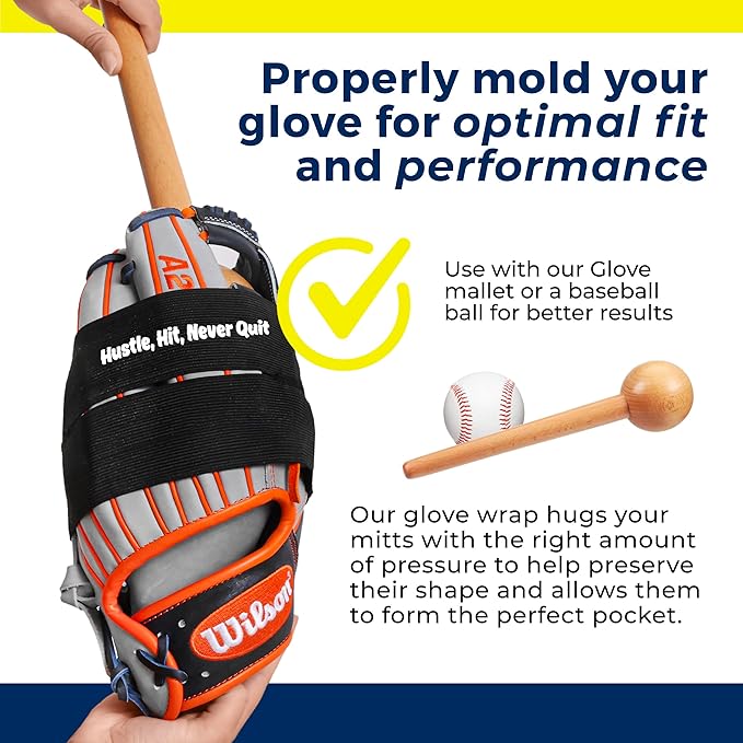 TOFL Baseball Glove Wrap | Premium Elastic Band for Perfect Glove Shape, Break-in & Maintenance | Shape Locker for Men’s & Women’s Softball, Adult & Youth Baseball Mitts, Fits Big & Small Sizes