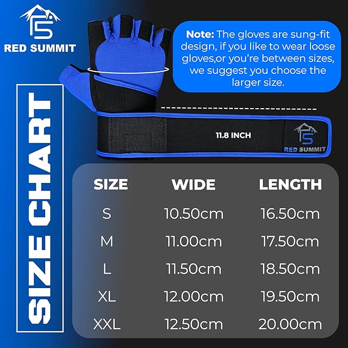 Weight Lifting Gym Gloves for Men & Women, Workout Exercise Gloves with Wrist Support & Anti-Slip Palm for Hanging, Rowing, Pullups, Bodybuilding, Powerlifting & Calisthenics